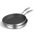 NNEAGS Stainless Steel Fry Pan 24cm 32cm Frying Pan Induction Non Stick Interior-0