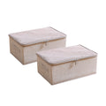 NNEAGS 2X Beige Small Portable Double Zipper Storage Box Moisture Proof Clothes Basket Foldable Home Organiser-0