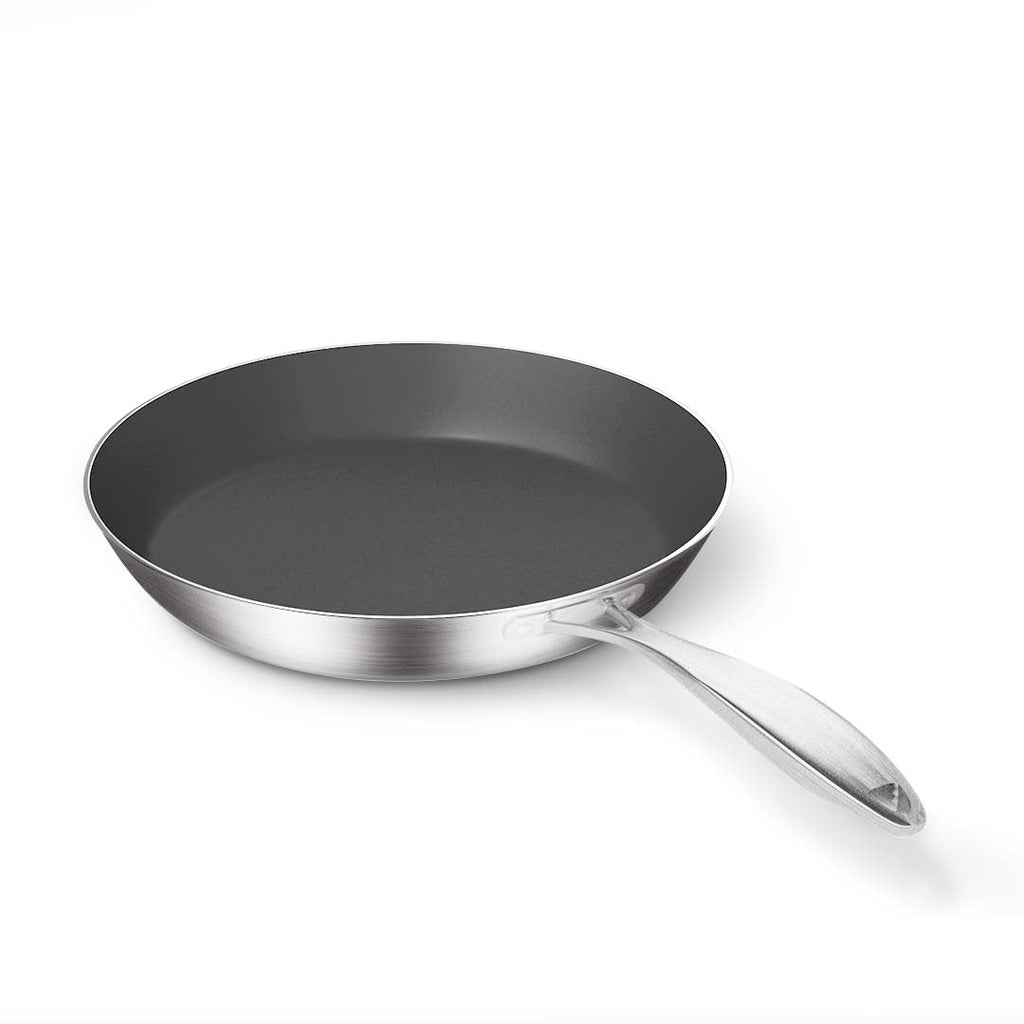 NNEAGS Stainless Steel Fry Pan 24cm 32cm Frying Pan Induction Non Stick Interior-3