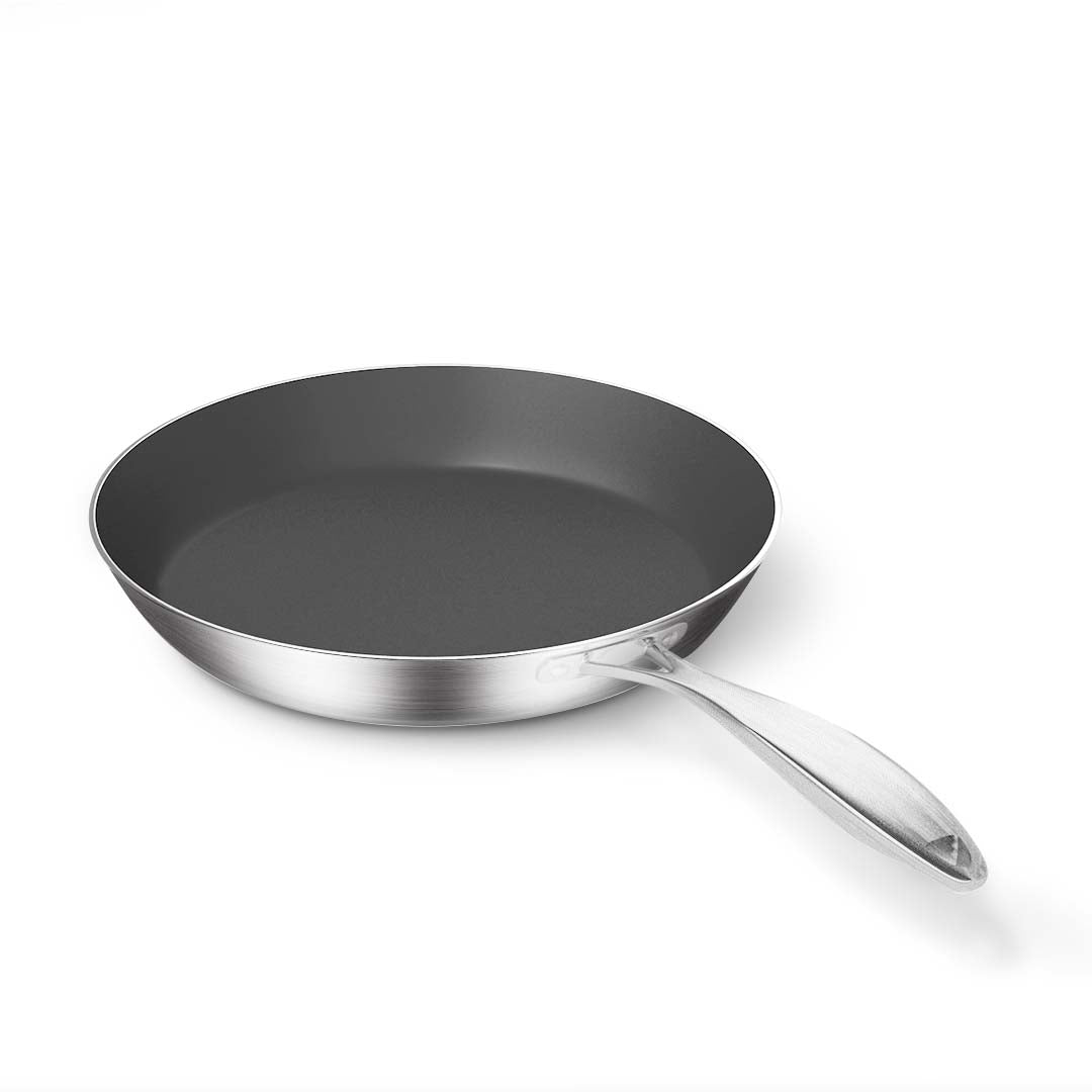 NNEAGS Stainless Steel Fry Pan 24cm 32cm Frying Pan Induction Non Stick Interior-3