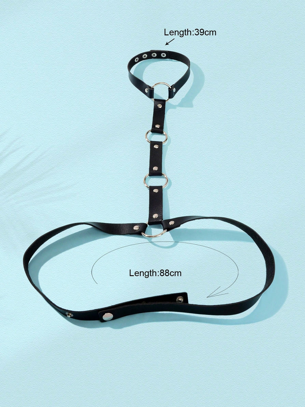 Punk Black PU Leather Body Belly Harness Waist Chain Rave Adjustable Nightclub Body Jewelry