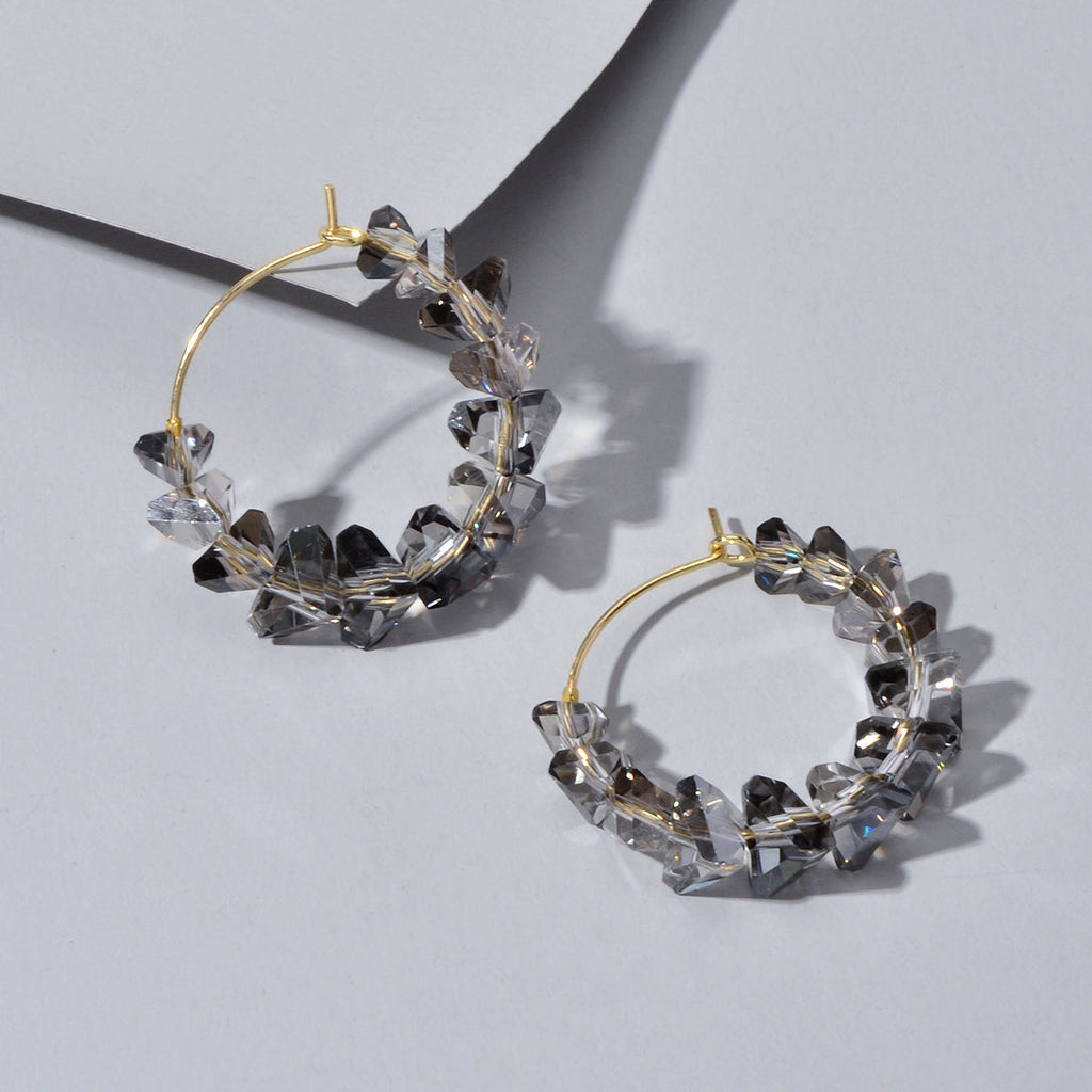 Ladies Jewellery Transparent Acrylic Beads Hoop Dangle Earrings Party Decoration