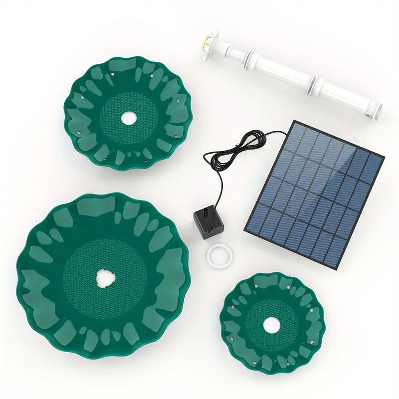 NNETM Solar-Powered 3 Tier Bird Bath Fountain Set-2