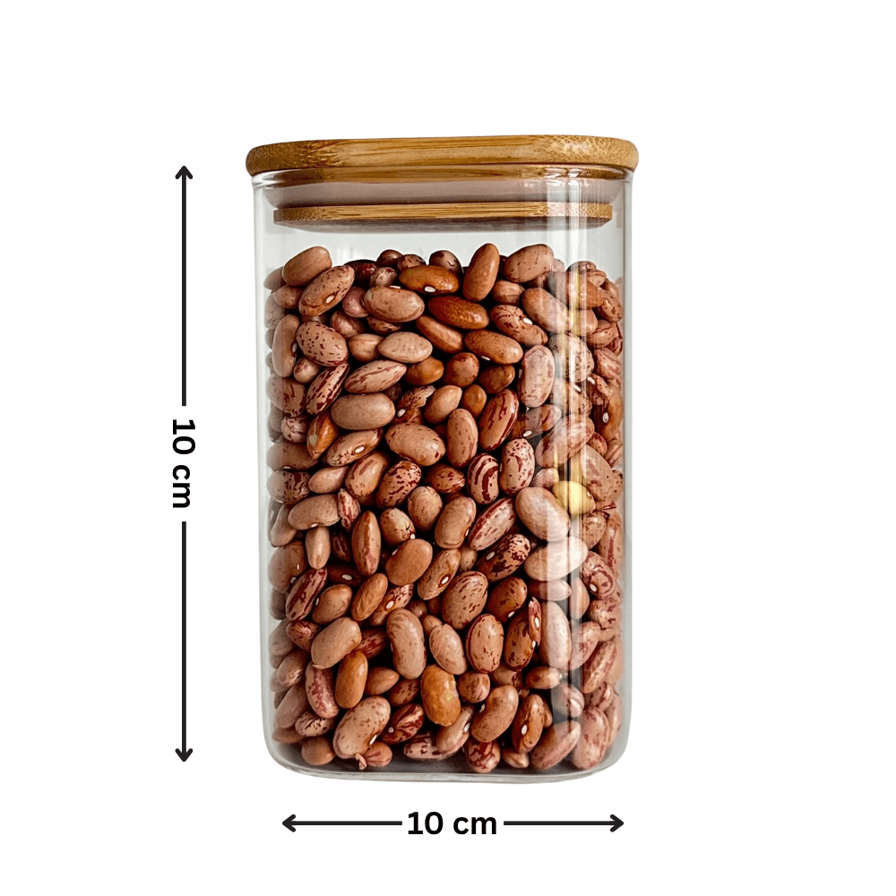 Square Bamboo Glass Pantry Jar Set – 5 Stackable Sizes