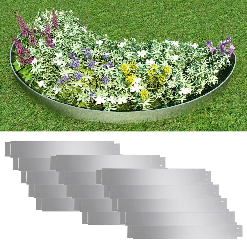 NNEVL Set of 15 Flexible Lawn Fence Galvanised Steel 100 x 14 cm-0