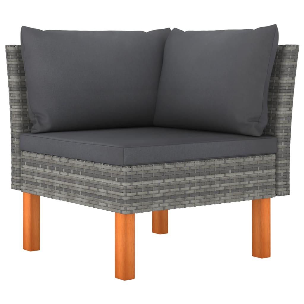 NNEVL 6 Piece Garden Lounge Set with Cushions Poly Rattan Grey-3