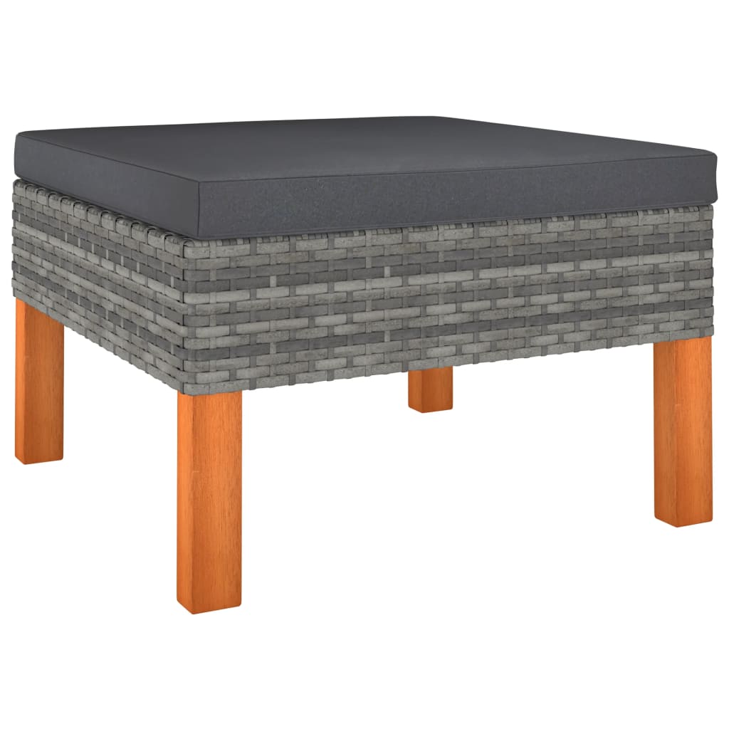 NNEVL 6 Piece Garden Lounge Set with Cushions Poly Rattan Grey-4
