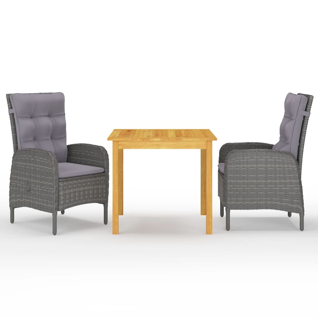 NNEVL 3 Piece Garden Dining Set Grey-0