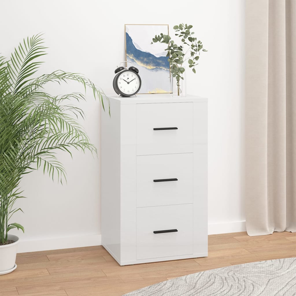 NNEVL Sideboard High Gloss White 40x33x70 cm Engineered Wood-0