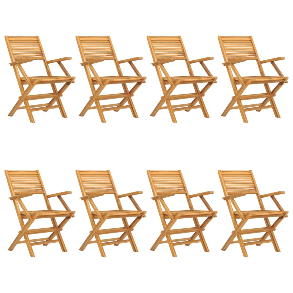NNEVL Folding Garden Chairs 8 pcs 55x62x90 cm Solid Wood Teak-1