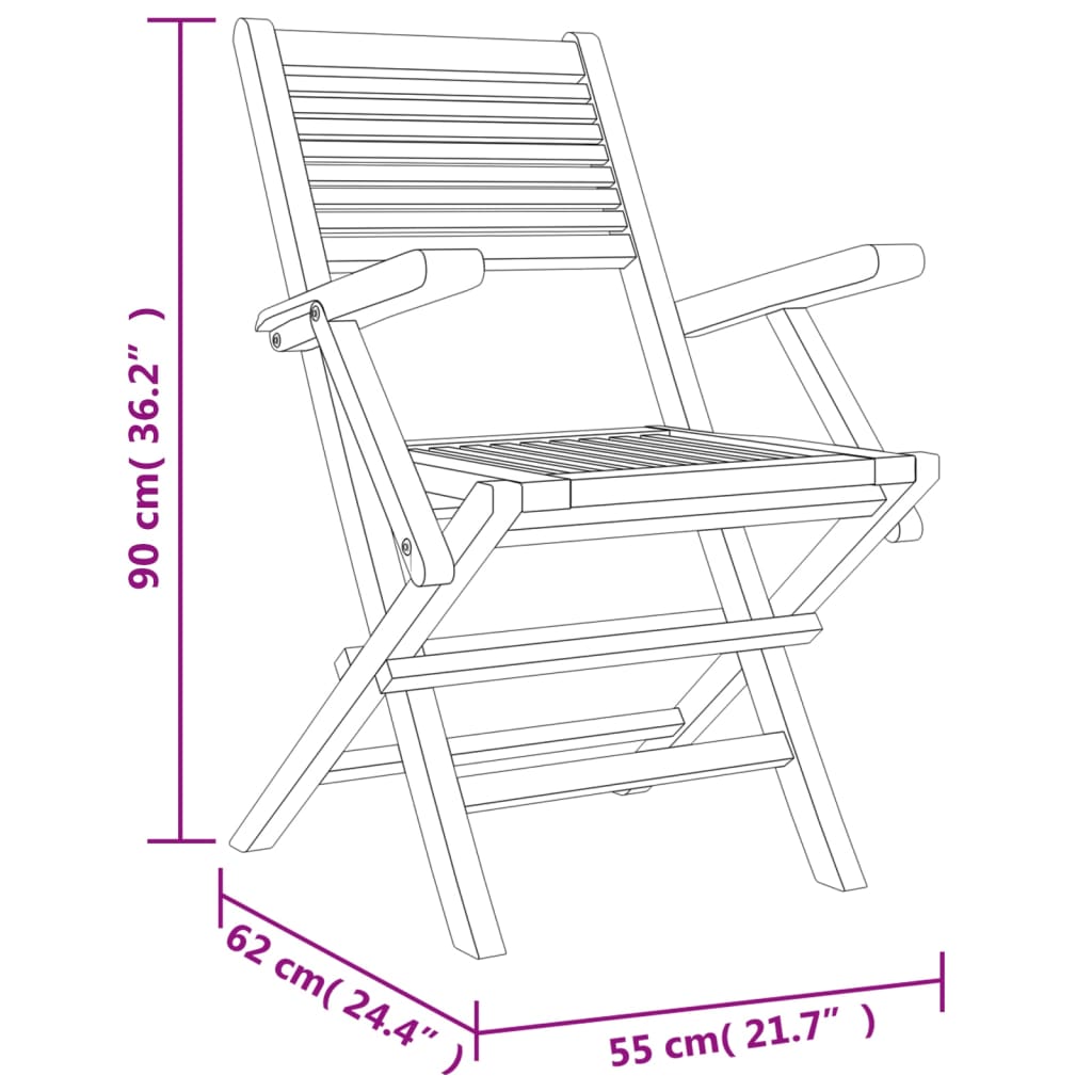 NNEVL Folding Garden Chairs 8 pcs 55x62x90 cm Solid Wood Teak-4