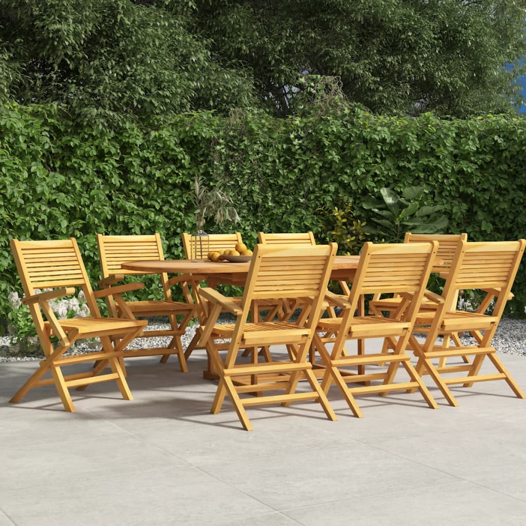 NNEVL Folding Garden Chairs 8 pcs 55x62x90 cm Solid Wood Teak-0