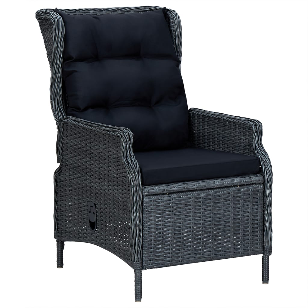 NNEVL 7 Piece Garden Dining Set Dark Grey Poly Rattan