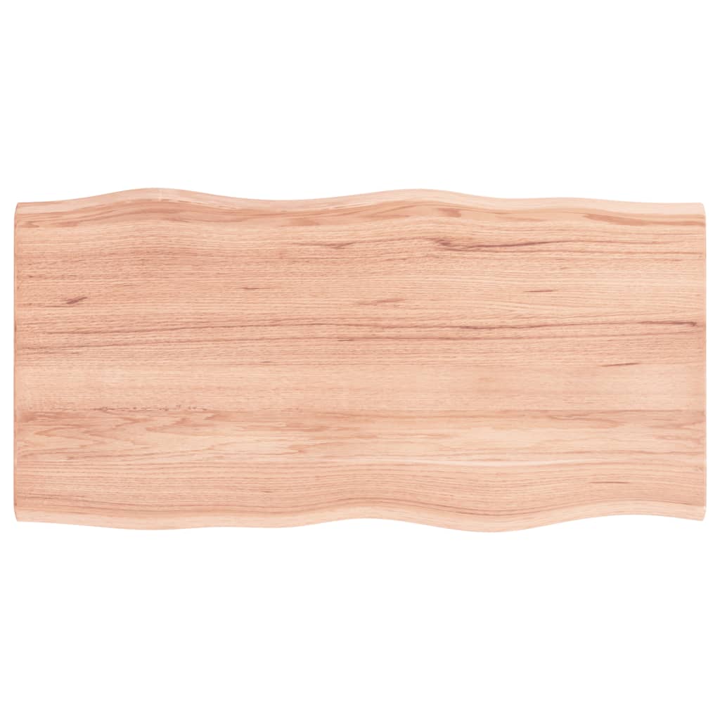 NNEVL Table Top Light Brown 100x50x2 cm Treated Solid Wood Oak Live Edge-0
