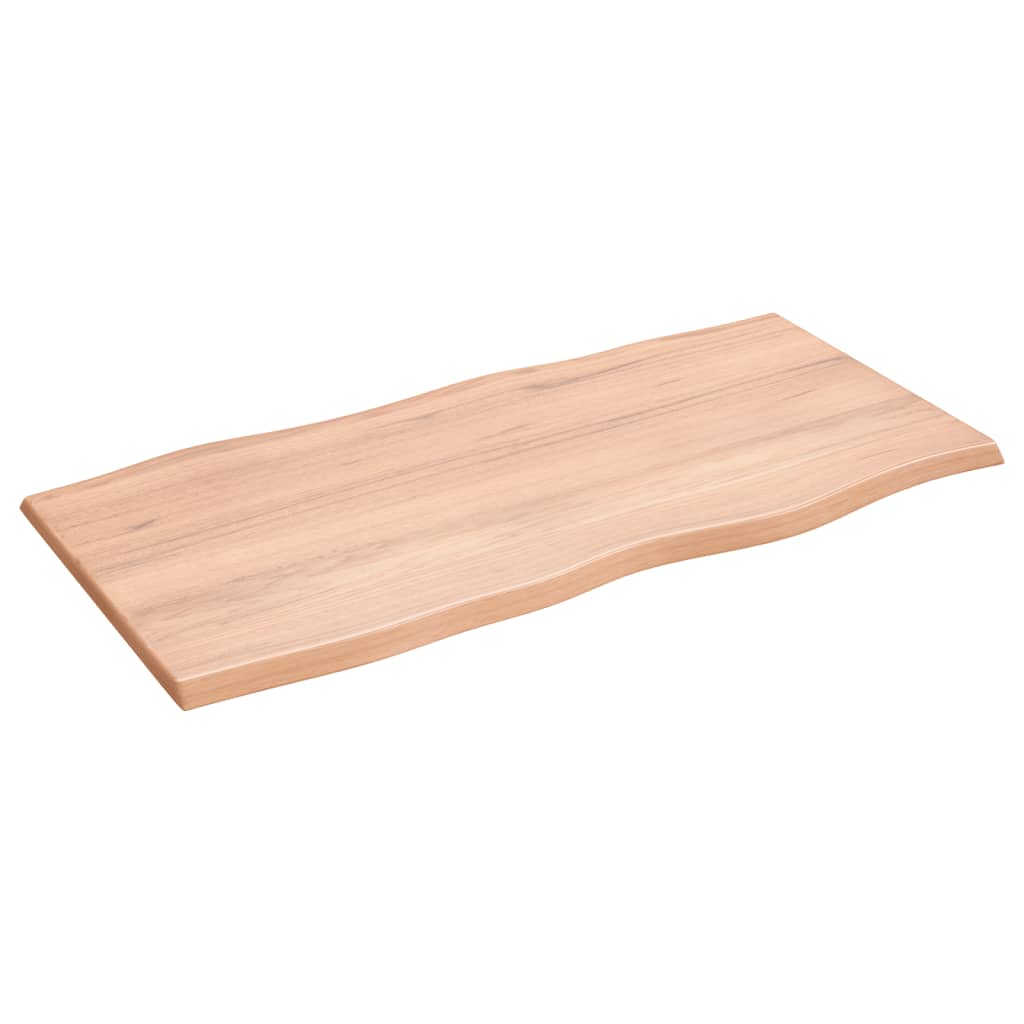 NNEVL Table Top Light Brown 100x50x2 cm Treated Solid Wood Oak Live Edge-1