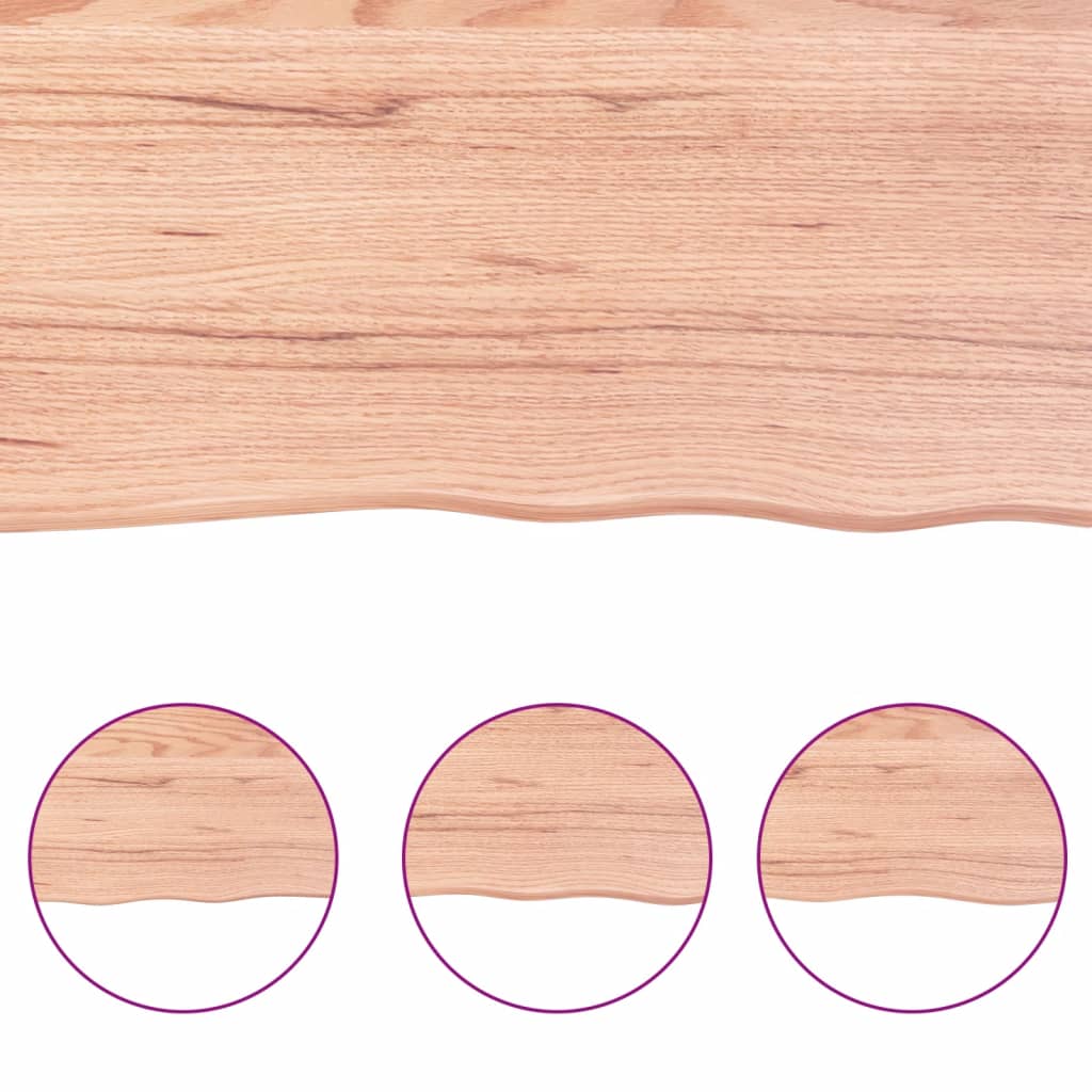 NNEVL Table Top Light Brown 100x50x2 cm Treated Solid Wood Oak Live Edge-2