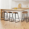 NNEDSZ Artiss 4x Bar Stools Kitchen Dining Chairs Counter Stool PU Leather Metal Brown-0