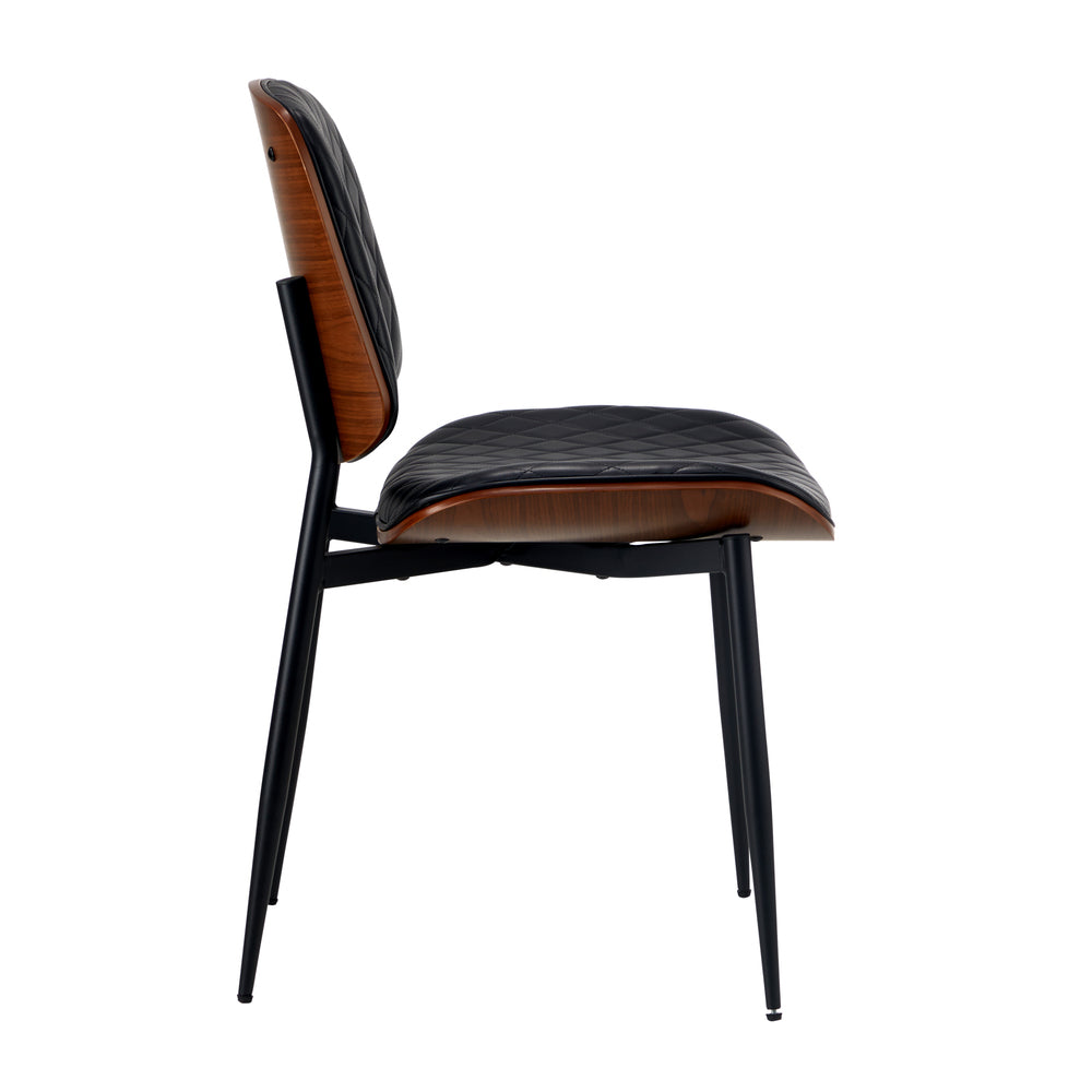 NNEED 2x Dining Chairs Leather Seat Metal Legs Black-4