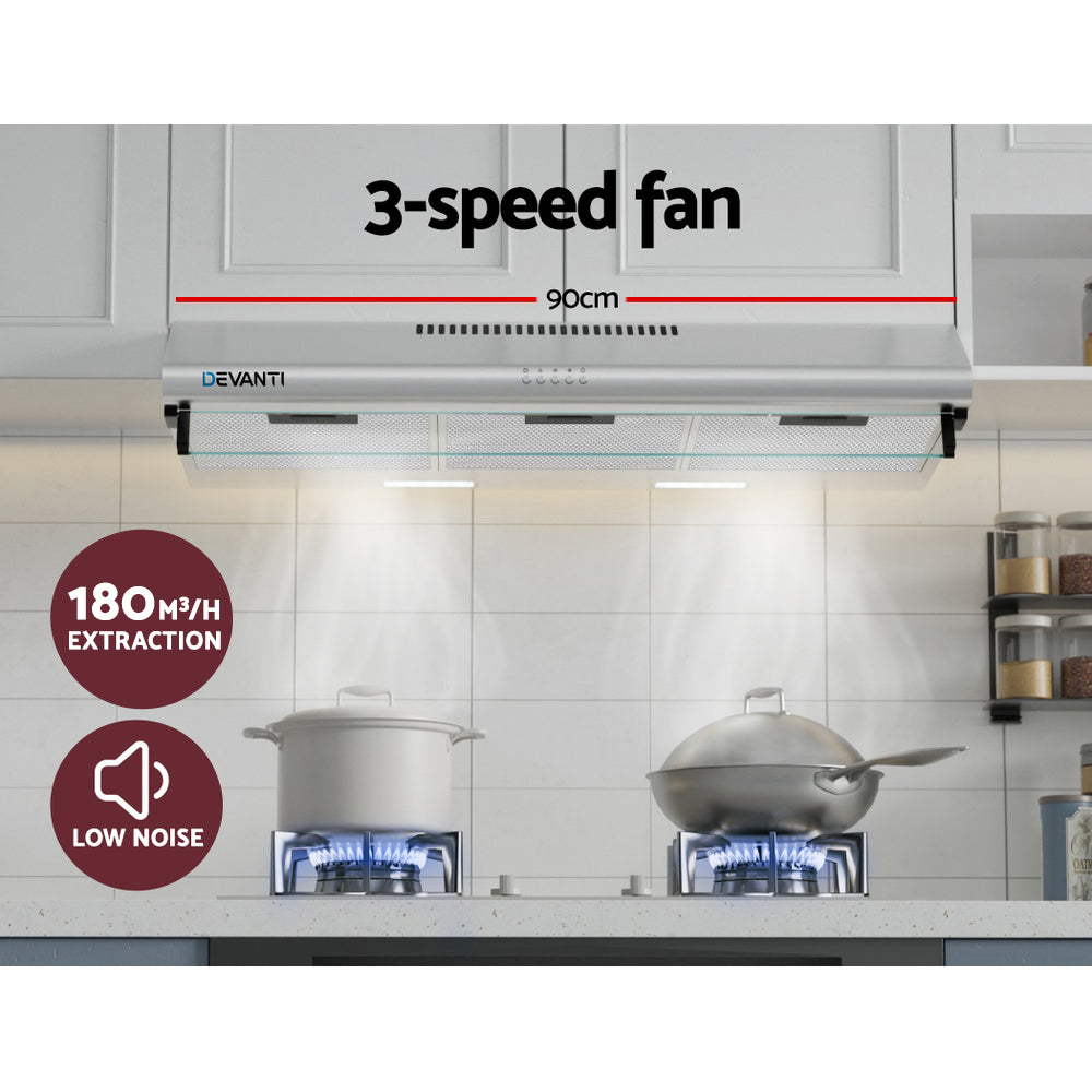 NNEDSZ 900mm Range Hood 90cm Rangehood Stainless Steel-3
