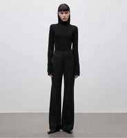 "Moonlight Essence" Machine Washable 48S Wool Pile Collar Bottoming Shirt Slim Fit Inner Knitted Sweater for Women