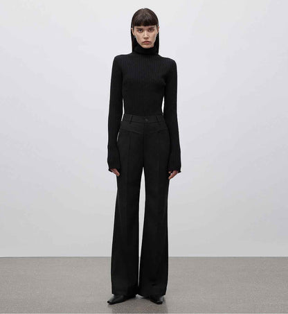 "Moonlight Essence" Machine Washable 48S Wool Pile Collar Bottoming Shirt Slim Fit Inner Knitted Sweater for Women