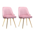 NNEDSZ Set of 2 Dining Chairs Retro Chair Cafe Kitchen Modern Iron Legs Velvet Pink-0