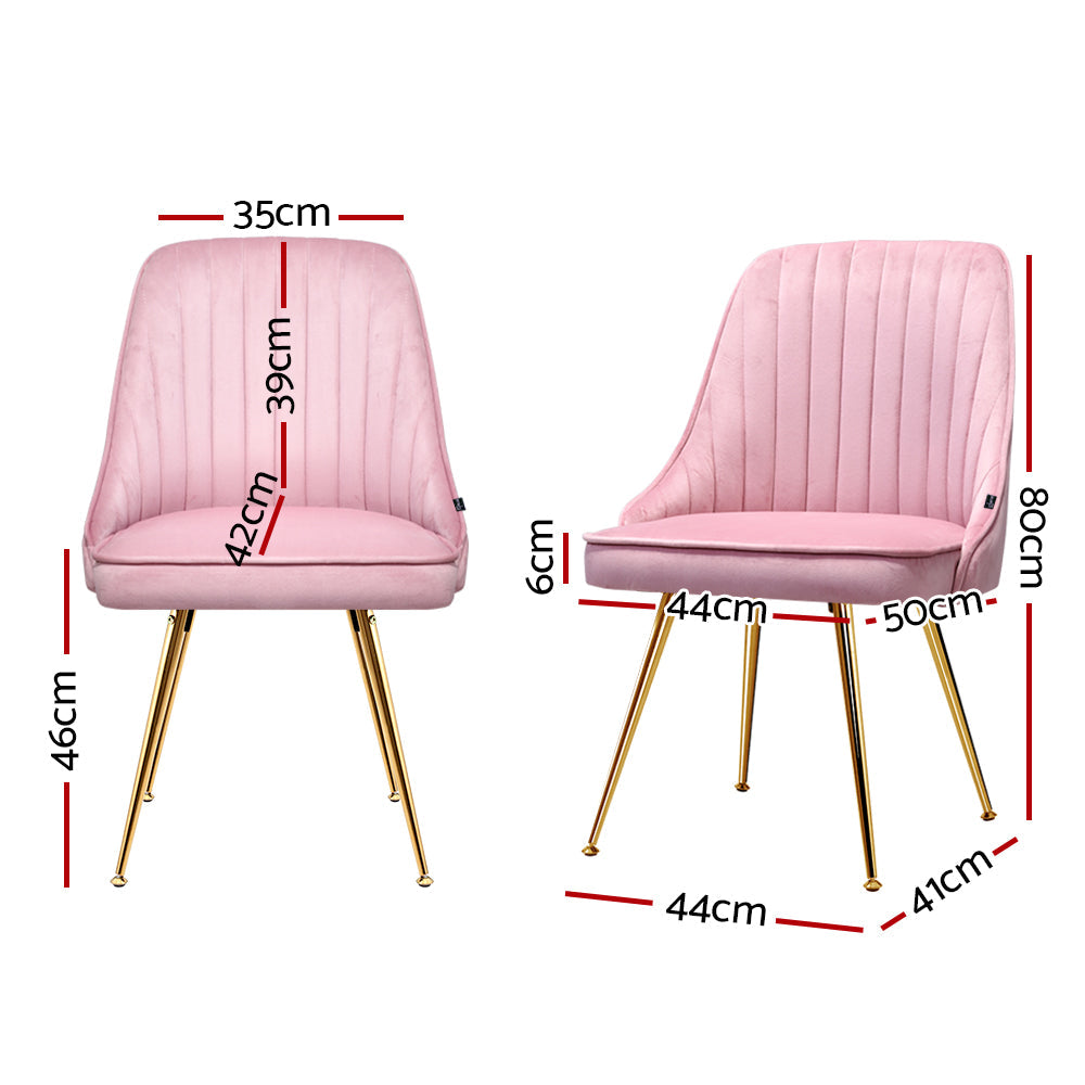 NNEDSZ Set of 2 Dining Chairs Retro Chair Cafe Kitchen Modern Iron Legs Velvet Pink-1