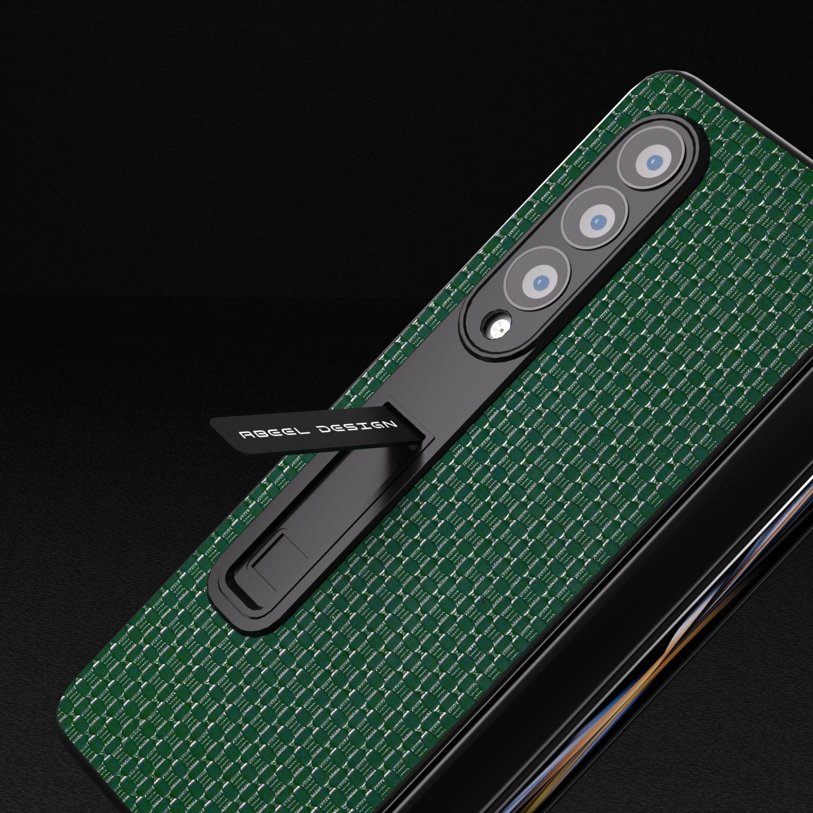NNEDSZ Premium Leather Phone Case With Holder For Samsung Galaxy Z Fold 4 / 5G - Luxury Design - Coffee