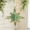 NNEDSZ Green Glitter 3D Star Ornament with Gold Accents -Hanging Christmas Decoration 5 pieces-0