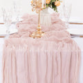 NNEDSZ Pink Bohemian Gauze Table Runner 2-Pack - Polyester Fabric for Party and Birthday Table Decor-0