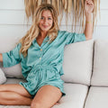 Bamboo Pyjamas - Button Up + Short PJ Set in Sage Green