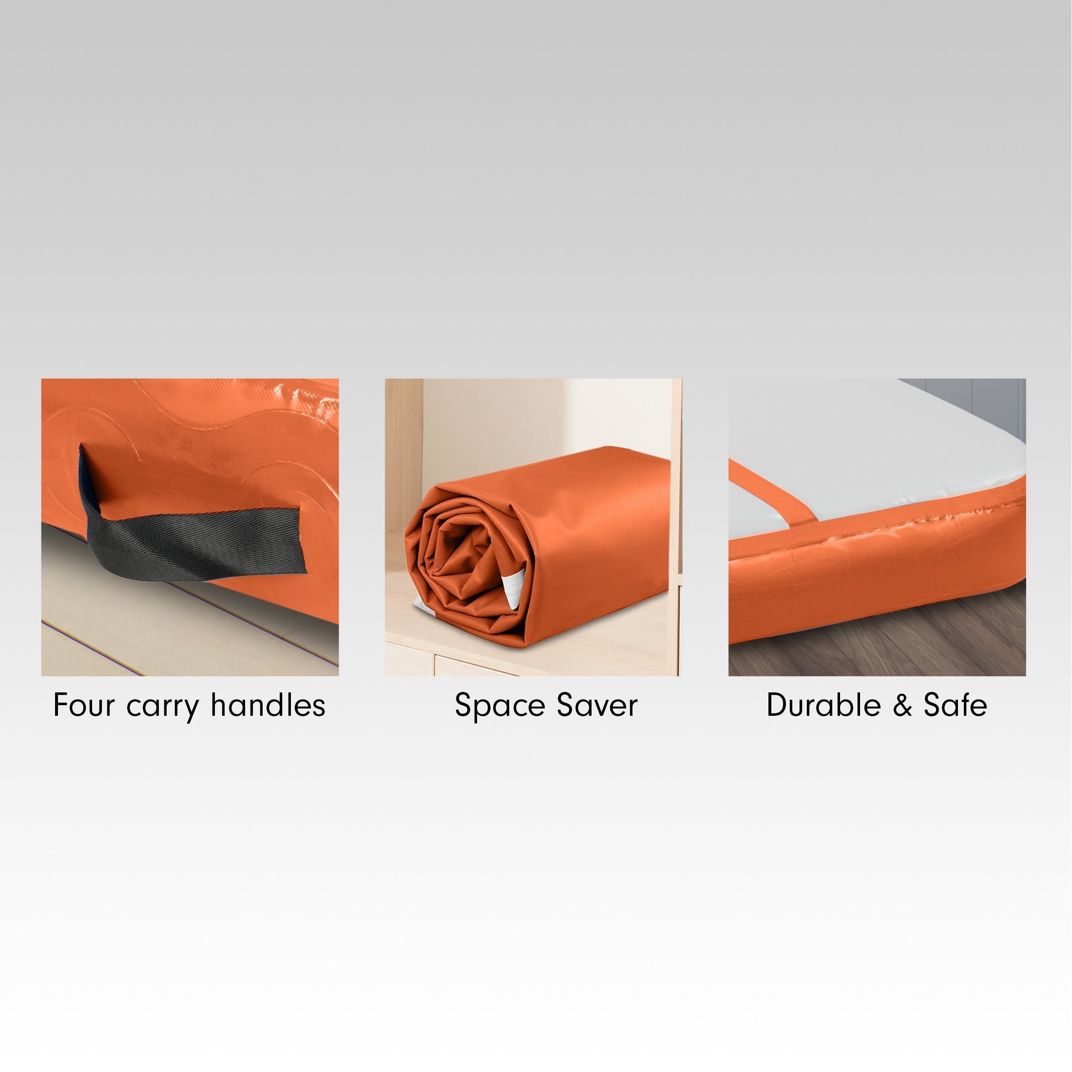 NNEDPE 5m x 1m Air Track Inflatable Gymnastics Mat - Orange Grey-3