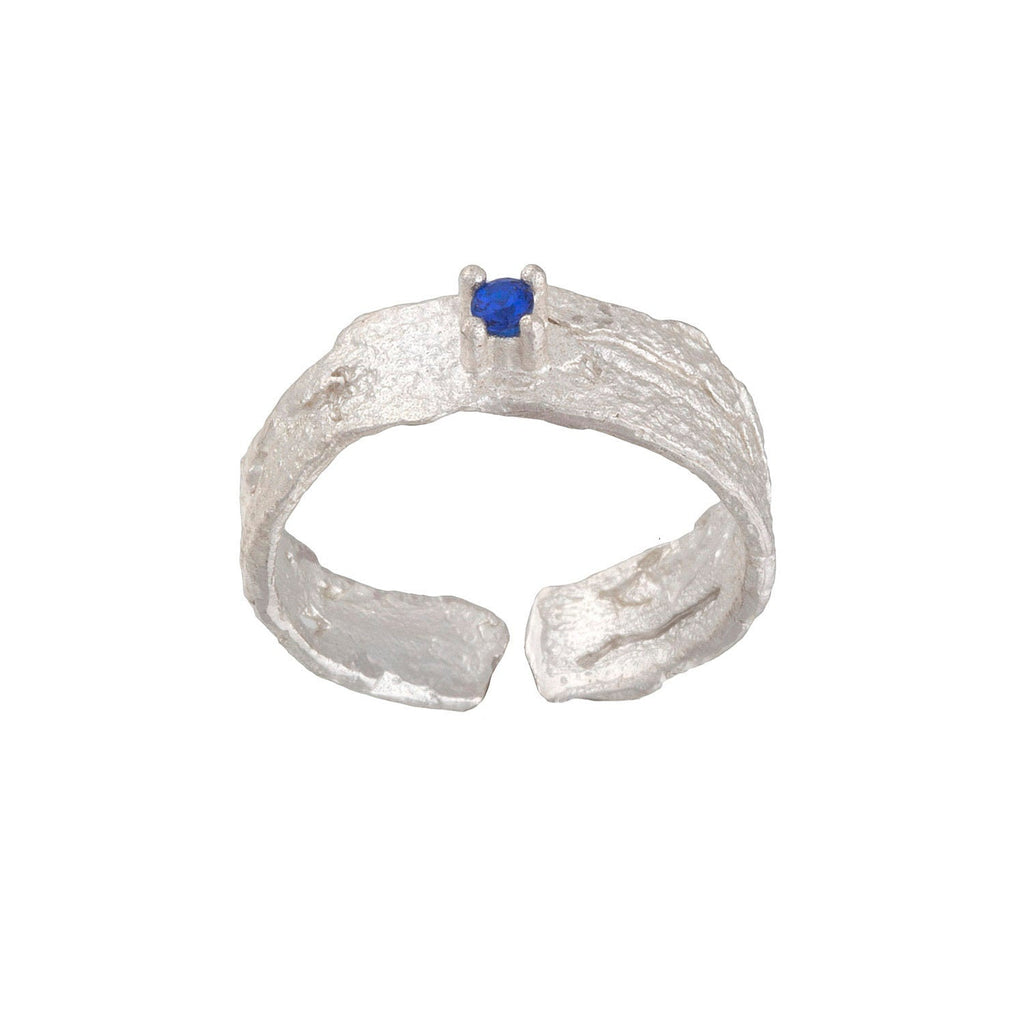 Band Ring: Nature-Inspired Citrus Bark Texture - Recycled Sterling Silver
