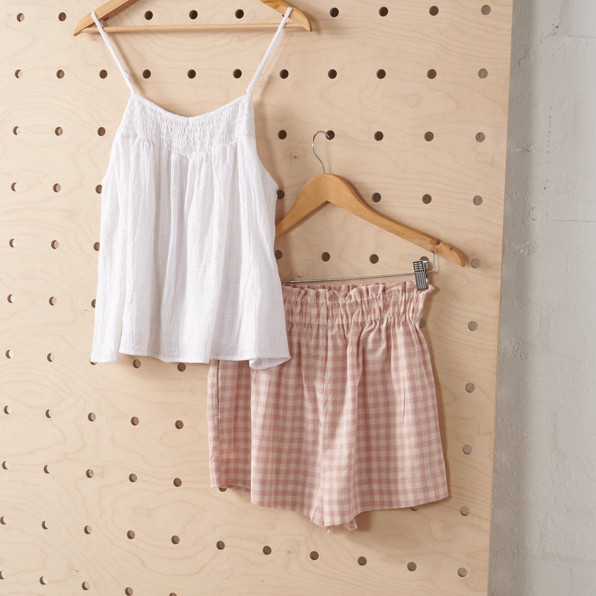 Linen Shorts in Pink & Cream Gingham