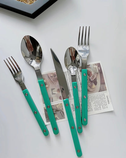 10 Pcs Modern French Rivet Cutlery Set - Bistrot Style Flatware