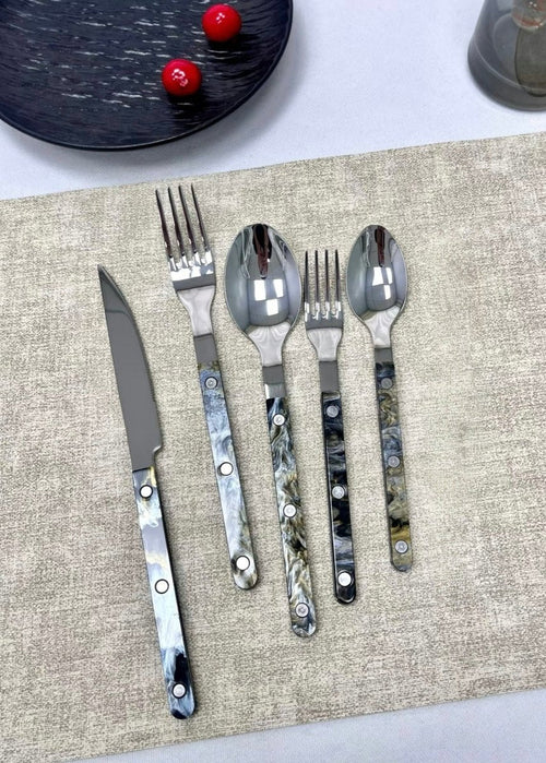 Set Of 10 Pcs Modern Elegant Terra Flatware - Bistrot Style Cutlery Si