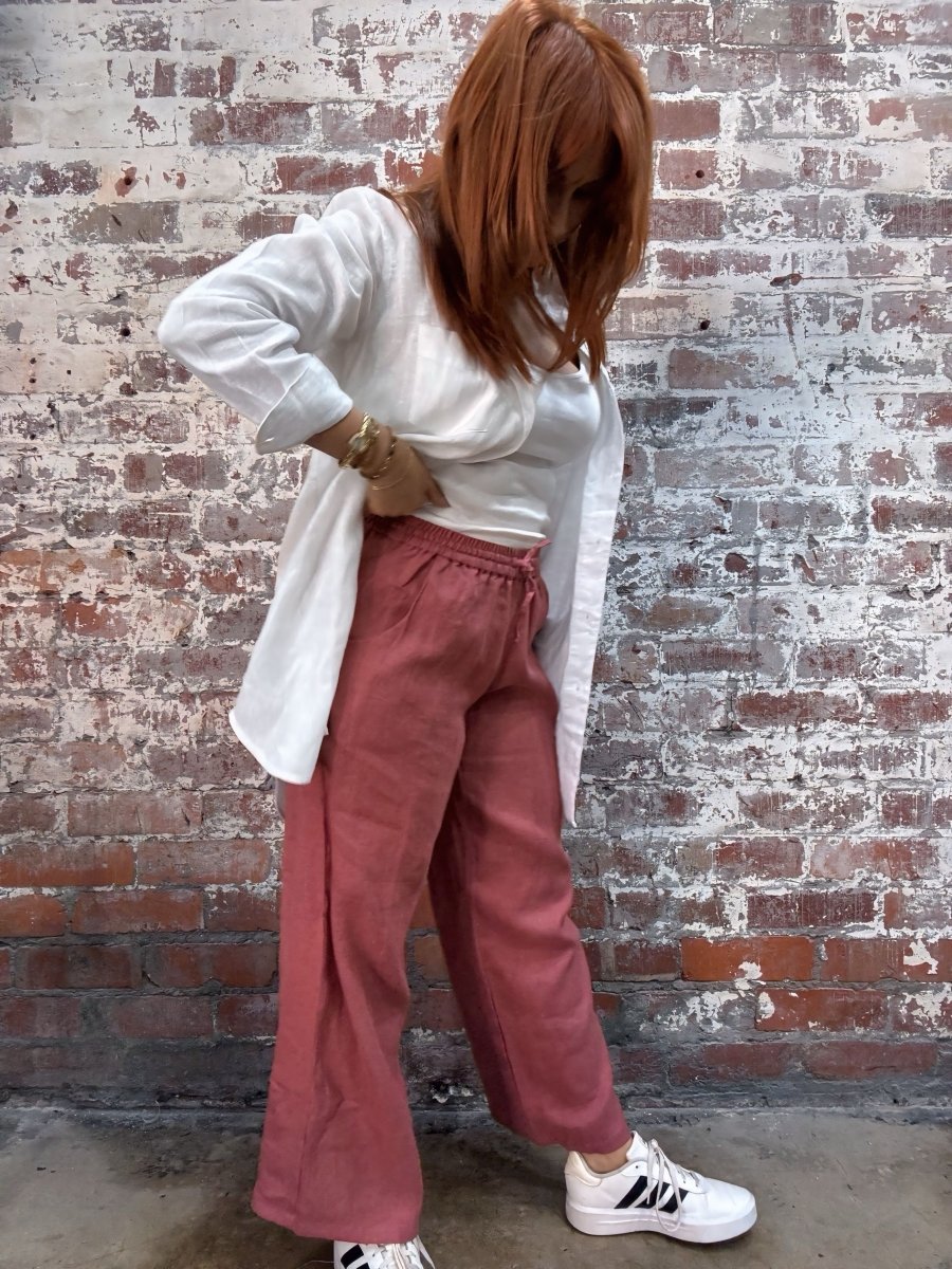 Wide Leg Linen Pant - Antique Red