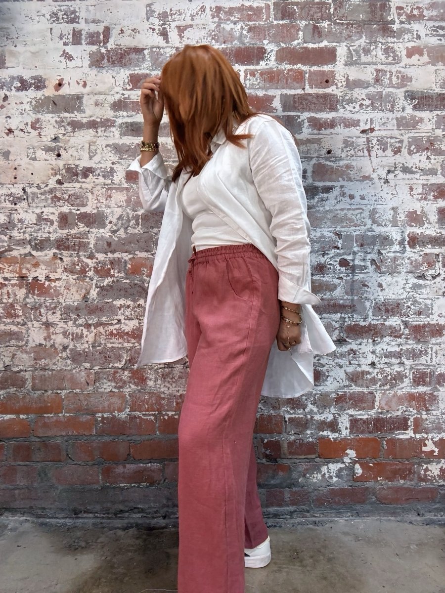 Wide Leg Linen Pant - Antique Red